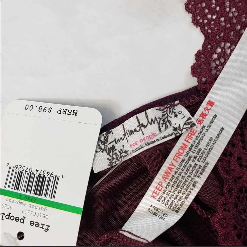 Free People Intimates Mini Velvet lace Dress Bnwt - Picture 3 of 6